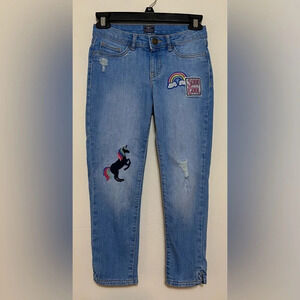 GAP Kids Unicorn Rainbow Denim Jeans Skinny Adjustable Waist Girls Size 10